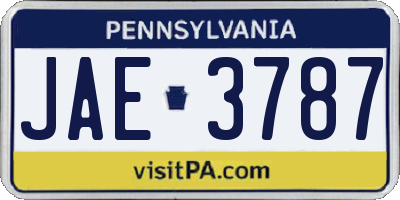 PA license plate JAE3787