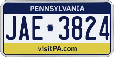 PA license plate JAE3824