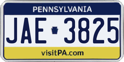 PA license plate JAE3825