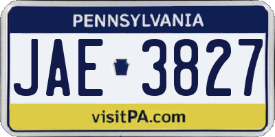 PA license plate JAE3827