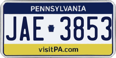 PA license plate JAE3853