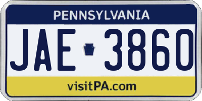 PA license plate JAE3860