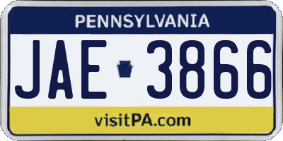 PA license plate JAE3866