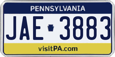 PA license plate JAE3883