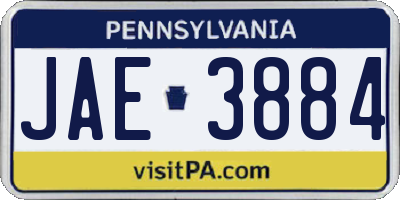 PA license plate JAE3884