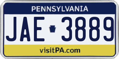 PA license plate JAE3889