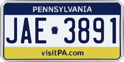 PA license plate JAE3891