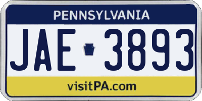 PA license plate JAE3893