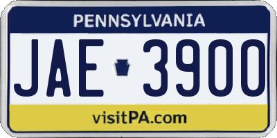 PA license plate JAE3900
