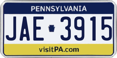 PA license plate JAE3915