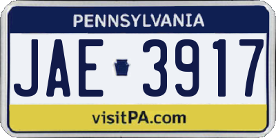 PA license plate JAE3917