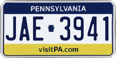 PA license plate JAE3941