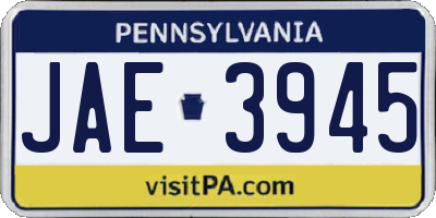 PA license plate JAE3945