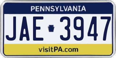 PA license plate JAE3947