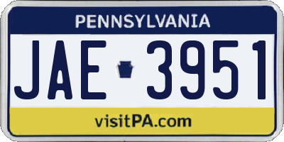 PA license plate JAE3951