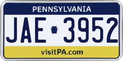 PA license plate JAE3952
