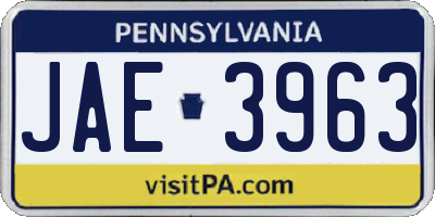 PA license plate JAE3963