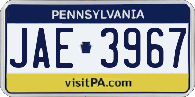 PA license plate JAE3967