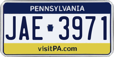 PA license plate JAE3971