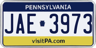 PA license plate JAE3973