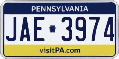 PA license plate JAE3974