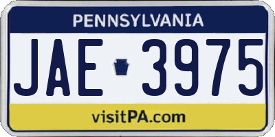 PA license plate JAE3975