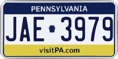 PA license plate JAE3979