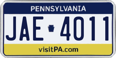 PA license plate JAE4011