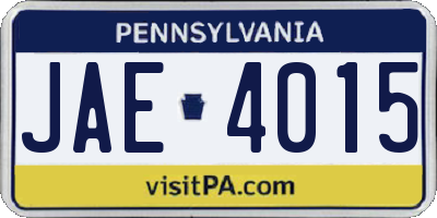 PA license plate JAE4015