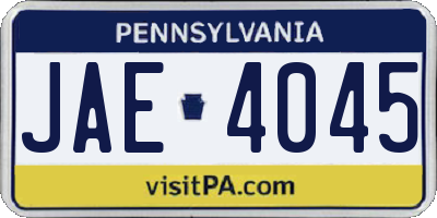 PA license plate JAE4045