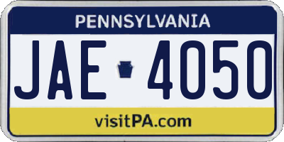 PA license plate JAE4050