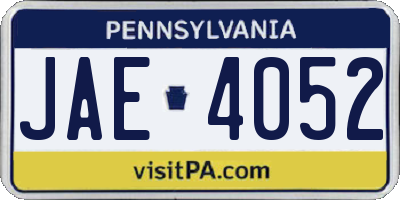 PA license plate JAE4052