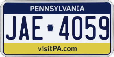 PA license plate JAE4059