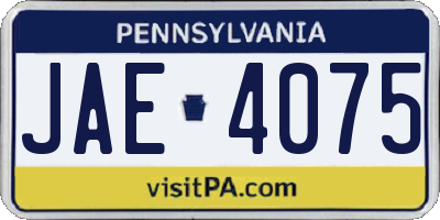 PA license plate JAE4075