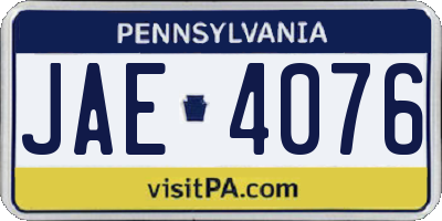 PA license plate JAE4076