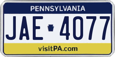 PA license plate JAE4077