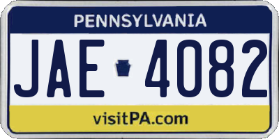 PA license plate JAE4082