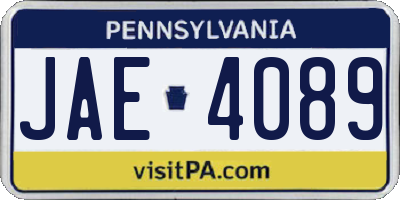 PA license plate JAE4089