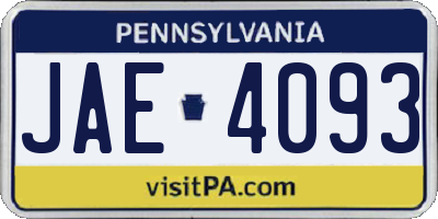 PA license plate JAE4093
