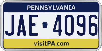 PA license plate JAE4096