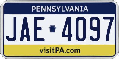 PA license plate JAE4097