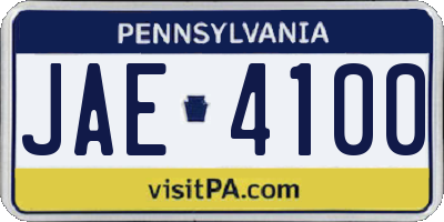 PA license plate JAE4100