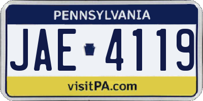 PA license plate JAE4119