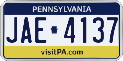 PA license plate JAE4137