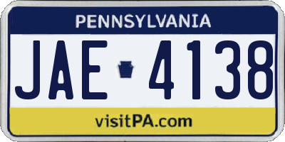 PA license plate JAE4138