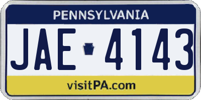PA license plate JAE4143