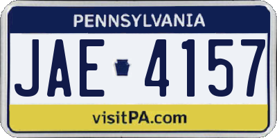 PA license plate JAE4157