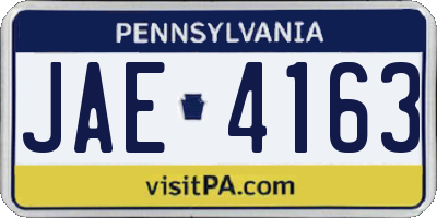 PA license plate JAE4163