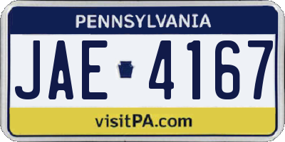 PA license plate JAE4167