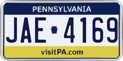 PA license plate JAE4169